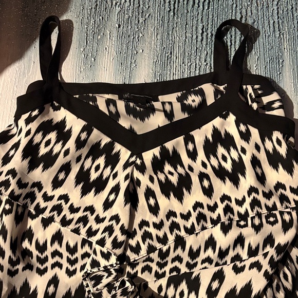 INC International Concepts Tops - INC International Concepts Black and White Patterned Blouse